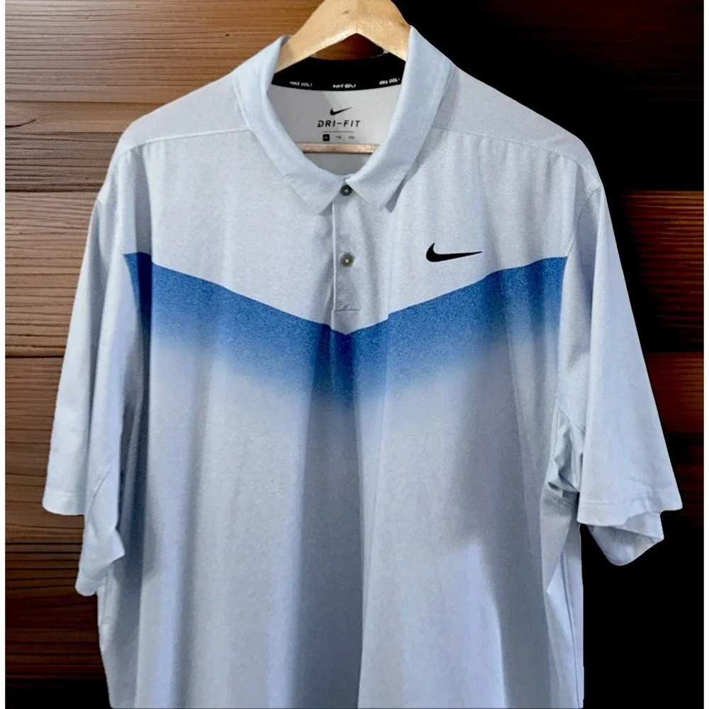 Mens Nike Dri‎ Fit Chevron Print Golf Polo AR4278 466 Sz 2XL Vented Collar ⛳️
